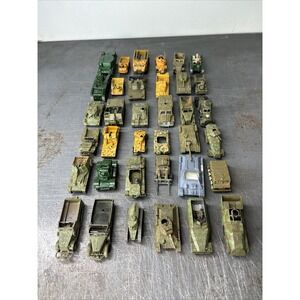 Vtg Miniatures War Tank Truck Army Vehicles Lot Of 30+ Lesney ROCO DBGM Painted